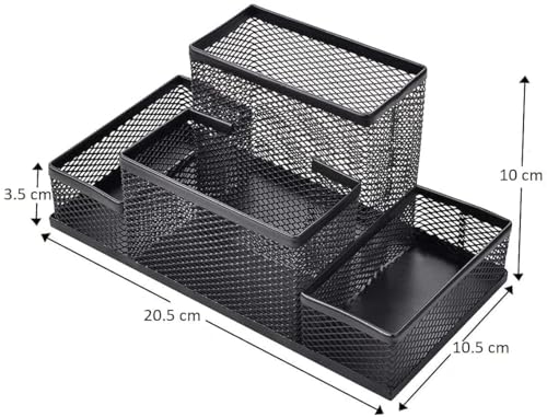 Image of SPIREX 4 Compartment Metal Mesh Pen Stand - Perfect Desktop Pen Organizer for Office, School, and Home - Sturdy and Sleek Design - Ideal for Pens, Pencils, Markers, and More