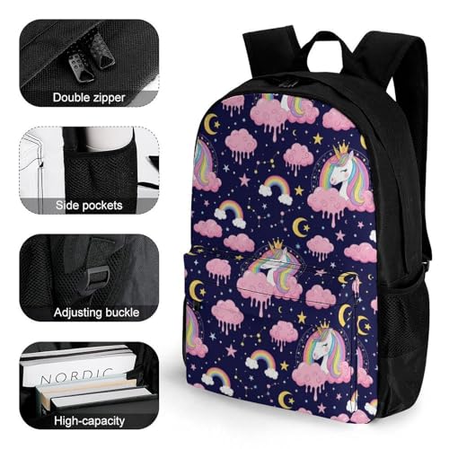 Durable Waterproof Hiking & Camping Daypack for Wet Conditions, Lightweight Backpack with Rain Cover for Outdoor Adventures & Trails, Cute Unicorns Bookbag3