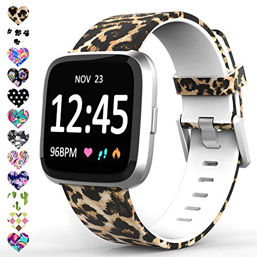 TreasureMax Compatible with Fitbit Versa Bands for Women/Men,Silicone Fadeless Pattern Printed Replacement Floral