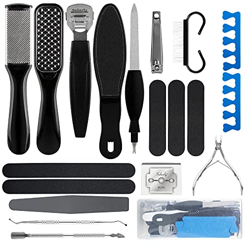 BAJAKE Pedicure Kit Foot Kit 20 in 1 Professional Stainless Steel Foot Care Kit Callus Remover Foot Pedicure Set for Dead Skin for Household Black