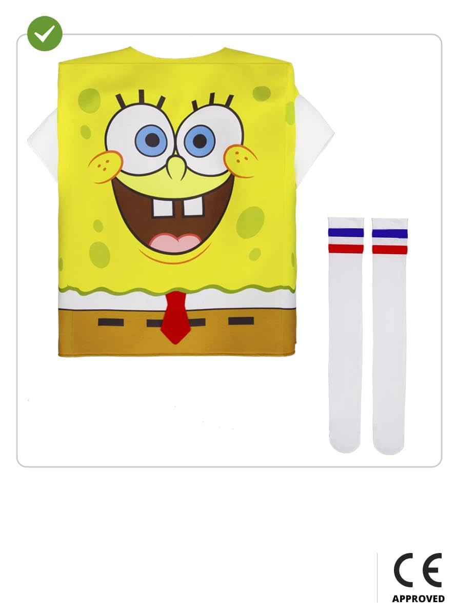 Funidelia | Spongebob Schwammkopf Kostüm für Jungen und Mädchen Zeichentrickfilm, Film und Serien - Kostüm für Kinder & Verkleidung für Partys, Karneval & Halloween - Größe 10-12 Jahre - Gelb