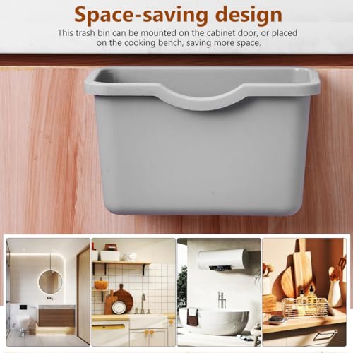 Bote de basura colgante para cocina gris rectangular miniatura 7