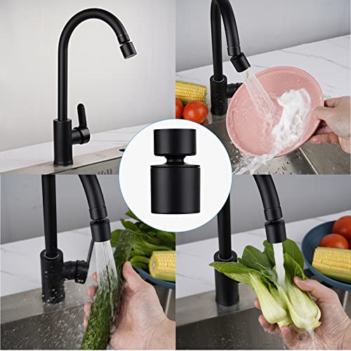Faucet Aerator, 360° Swivel Kitchen Sink Aerator By Waternymph, Dual-Function 2-Flow Sprayer Faucet Head, Faucet Replacement Part 55/64 Inch Female Thread - Matte Black #TOP4