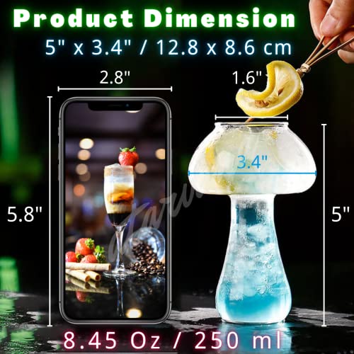 Atarvana 4 Pack Mushroom Glass Cups 8.5Oz/250Ml, 2Pcs Creative Mushroom Cups Novelty Mushroom Drinking Glassware For Cocktail Party Ktv Bar Club Home Glasses Cup #TOP1