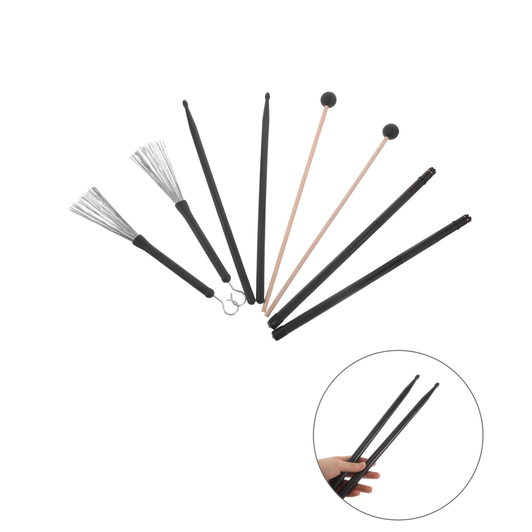 Bacchette per Batteria Punta in Nylon Spazzole per Batteria Jazz Custodia per Bacchette Antiscivolo di Accessori per Borsa per Riporre