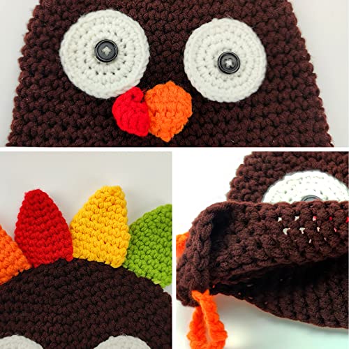 Thanksgiving Baby Toddler Beanie Turkey Knitted Cap Hat Cute Cartoon Animal Winter Photography Props Brown4