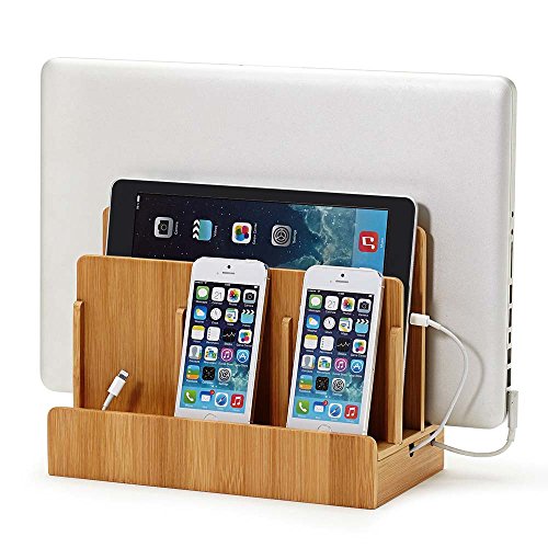 G.U.S. Eco-Friendly Bamboo Multi-Device Charging Station and Large Cord Management Box Combo