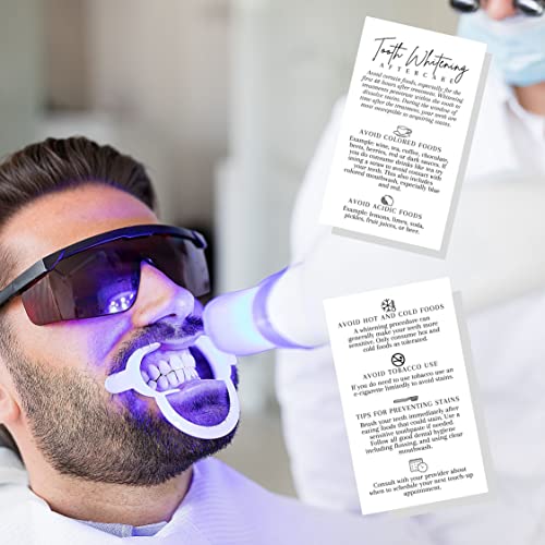 Image of Tooth Whitening Aftercare Cards | 50 Pack | Size 2x3.5 inch inch Business Card | Teeth Whitening Supplies | Black White Minimalist Neutral Plain