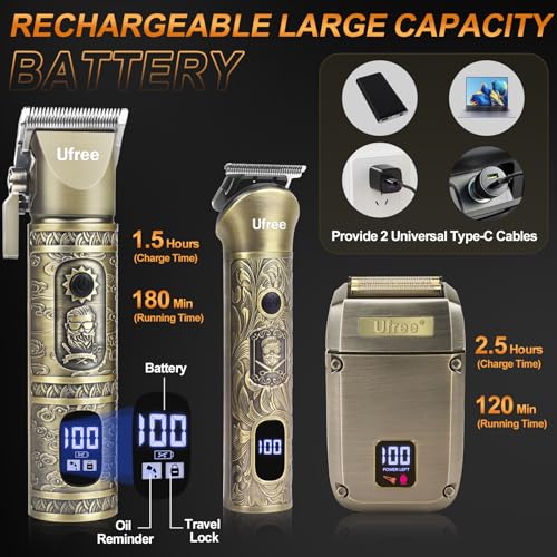 Ufree Beard Trimmer, Hair Clippers Mens Shaver Electric Razor, Hair Trimmer for Men Cordless Barber Clippers and Trimmers Set, Hair Cutting Kit for Men Grooming Gifts - Image 7