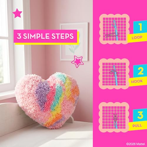 Image of Barbie Latch Hook Kit for Kids Ages 6-12 - DIY Rug Pillow Craft