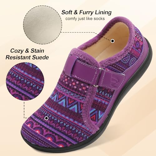 Image of Spesoul Wide Womens Slippers Adjustable House Shoes Indoor Outdoor Barefoot Slippers Cozy Walking Shoe Swollen Edema Diabetic Shoes