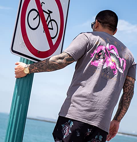 Sullen Dragon Koi Short Sleeve Premium Fit Vintage Tattoo Skull Graphic T-Shirt for Men4