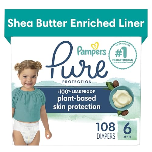 Image of Pampers Pure Protection Diapers - Size 6, One Month Supply (108 Count), Hypoallergenic Premium Disposable Baby Diapers
