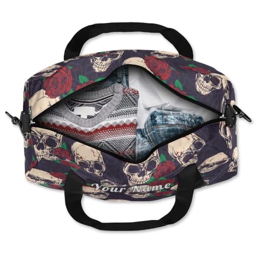 Personalized Kids Duffel Bag Vintage Rose Skull Pattern,Custom Sport Gym Bag for Boys Girls,WWeekender Overnight Bags Travel Duffel Bag,Customized Kids Gift 7