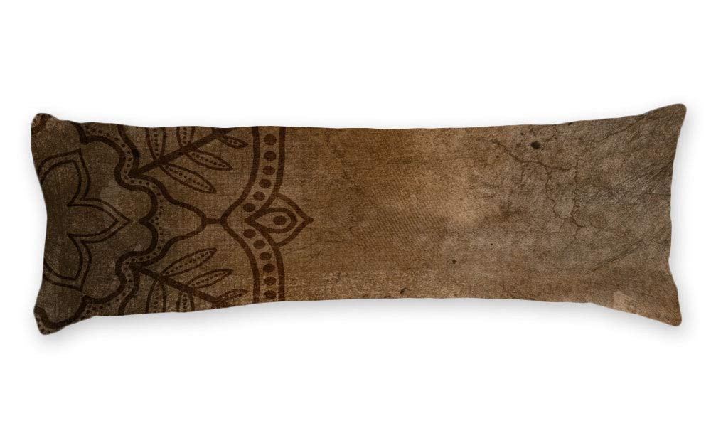 AILOVYO Dark Brown Background Mandala Silky Shiny Satin Long Body Pillow Cover Case Home Decor 20x54 Inch
