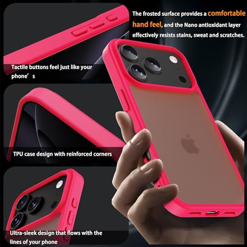 Image of iPhone 18 pro /17 pro Case,Translucent Matte (Rose red)