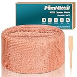 PamMittul Copper Mesh Rodent Control, 4in x 30ft Rustproof Pure Copper Mesh Roll for Slug Snail Mice Control, Ideal for Blocking Holes in Walls Vents, Plus Packing Tool for Easy Installation