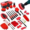 35Pcs Car Detailing Kit, Car Cleaning Kit with Windshield Cleaning Tool and Tool Box, Interior & Exterior Auto Care Supplies and Brushes (B：35PCS-R)