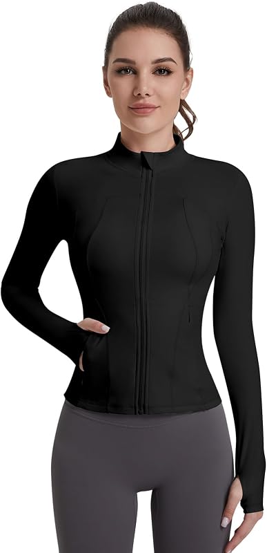 Womens Workout Yoga Jacket Lightweight Zip Up Athletic Jacket Lightweight Cropped Jacekt with Pockets