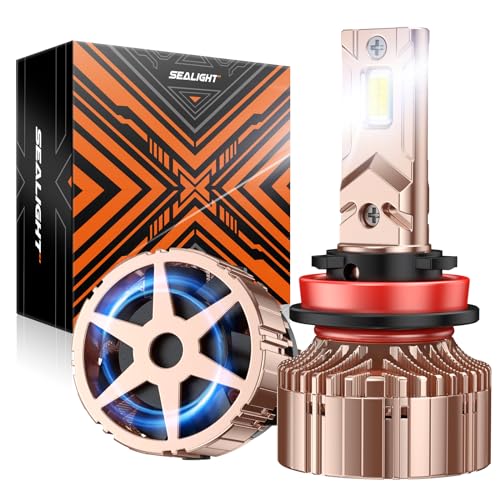 SEALIGHT 40000LM H11/H8/H9 Bulbs, X6S H16 light, 360° Adjustable Lighting, Ultra-Bright 16PCS Chips, Easy Plug-N-Play Installation, 6000K Pure White, IP68 Waterproof, Pack of 2