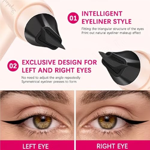 Image of Waterproof Winged Eyeliner Stamp Pen, Dual Head Rotating Design, Quick-Dry, Long-Lasting, Smudge-Proof Liquid Eyeliner Pen for Beginners, Cat Eye Tool, Easy to Use for Everyday (Black)