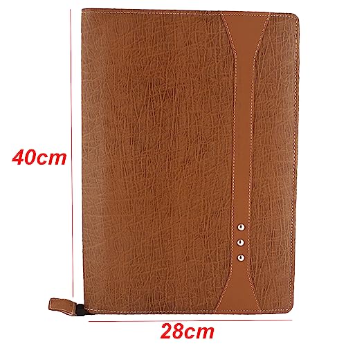 Image of Professional PU Leather Multipurpose B4 Size Document Holder 20 Leafs Zipper File Folder Organizer for Certificates, Marksheets, Degrees, Interview Portfolio, Important Documents (Tan)