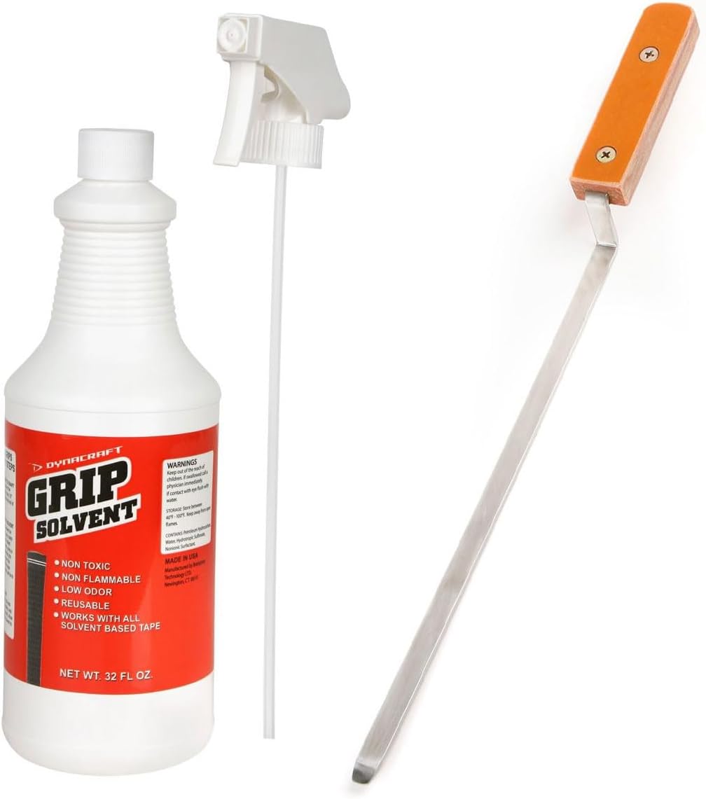 Dynacraft Golf Grip Solvent (32 oz Bottle with Trigger Sprayer) / Dynacraft Blade Style Golf Grip Removal Tool
