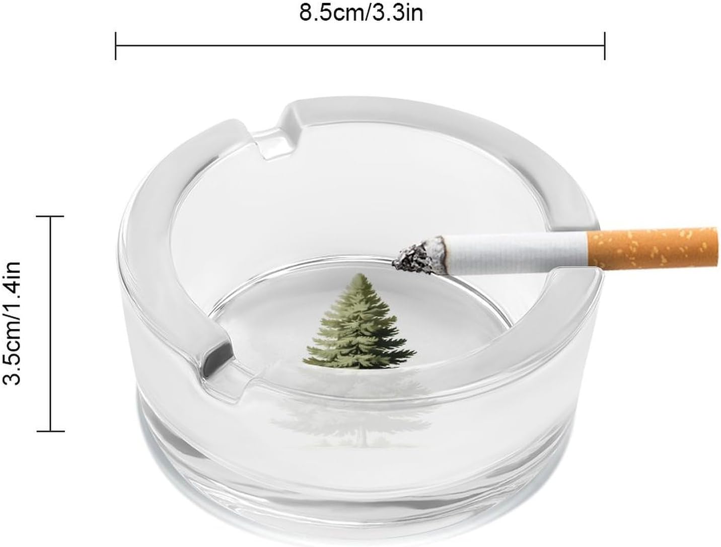 Alpine Pine Tree Glass Ashtrays Round Portable Ash Tray for Office Home Patio Decor