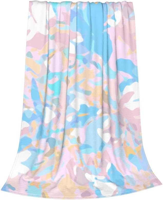 Flannel Blanket, Soft Plush Throw Blanket with Cartoon Animal & Cake Print, Cozy Fleece Blanket for Couch, Bed, Kids & Animal Lovers (Colorful 1, 50"x40")