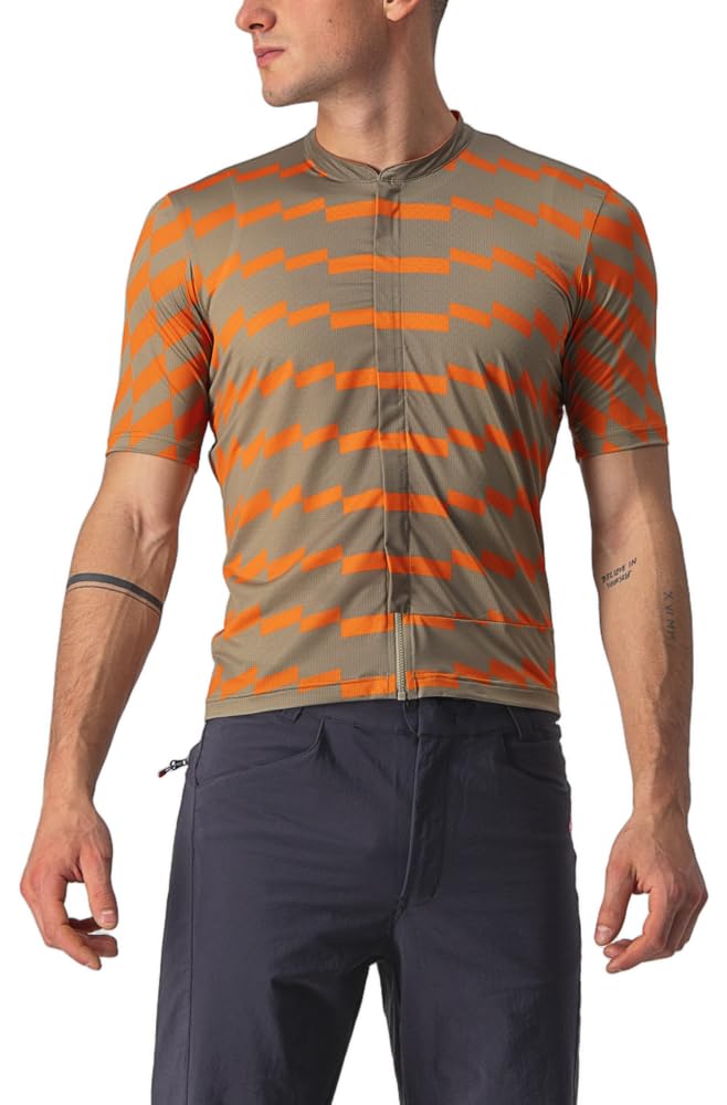 CASTELLI 4522007-353 UNLTD STERRATO JRSY Sweatshirt Men's Olive Green/Orange Rust XL
