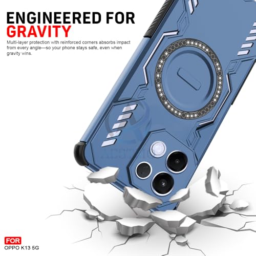 Image of AESTMO Back Case Cover for Oppo K13 5G | Magnetic Case with Built-in Metal Ring | Compatible with MagSafe Accessories | Shockproof Hybrid (PC + TPU) (Blue)