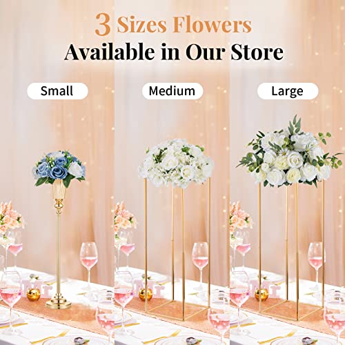 Image of NUPTIO Flower Balls Wedding Table Centerpieces, Dusty Blue & White Roses
