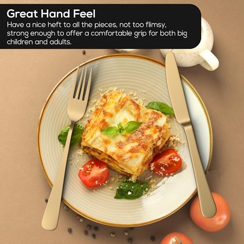 Homwoody Upgraded 18/8 Stainless Steel 28-Piece Flatware Cutlery Set(Gold)-Silverware set for 4-Luxurious Home Kitchen Dinnerware Sets-Great Kitchen Accessories-Perfect House Warming/Christmas Gift by Homwoody - Image 5