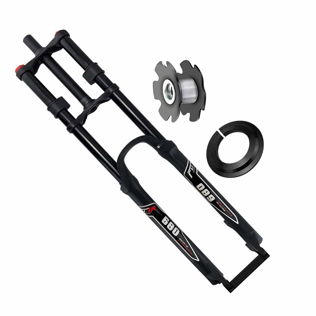 DH Bike amortyzowany widelec 26/27,5/29" Mountain Air Double Shoulder Downhill zawieszenie przednie z 145 mm skokiem sprężyny i hamulcem tarczowym 9 x 100 mm QR MTB/AM/FR
