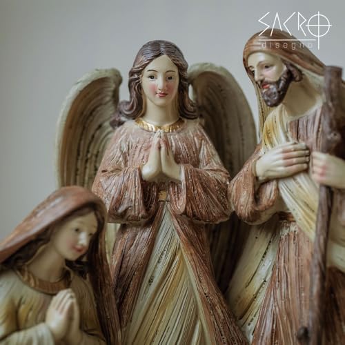 Sacro, Imagem Sagrada Família Anjo Natal Resina 20cm Presépio Natal