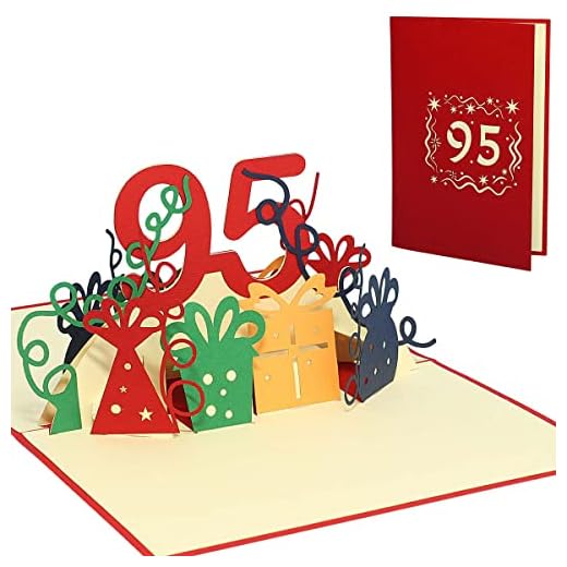 LINPopUp®, LIN17642 Tarjeta pop up 3D, tarjeta de cumpleaños pop up de 95 años, tarjeta de felicitación de 95 años, tarjeta desplegable de cumpleaños, tarjetas pop up de cumpleaños, aniversario de 95