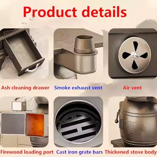 Wood Burning Potbelly Stove - Multi-Fuel Indoor/Outdoor Heater with Ash Drawer for Cooking & Heating, Perfect for Camping and Home Use