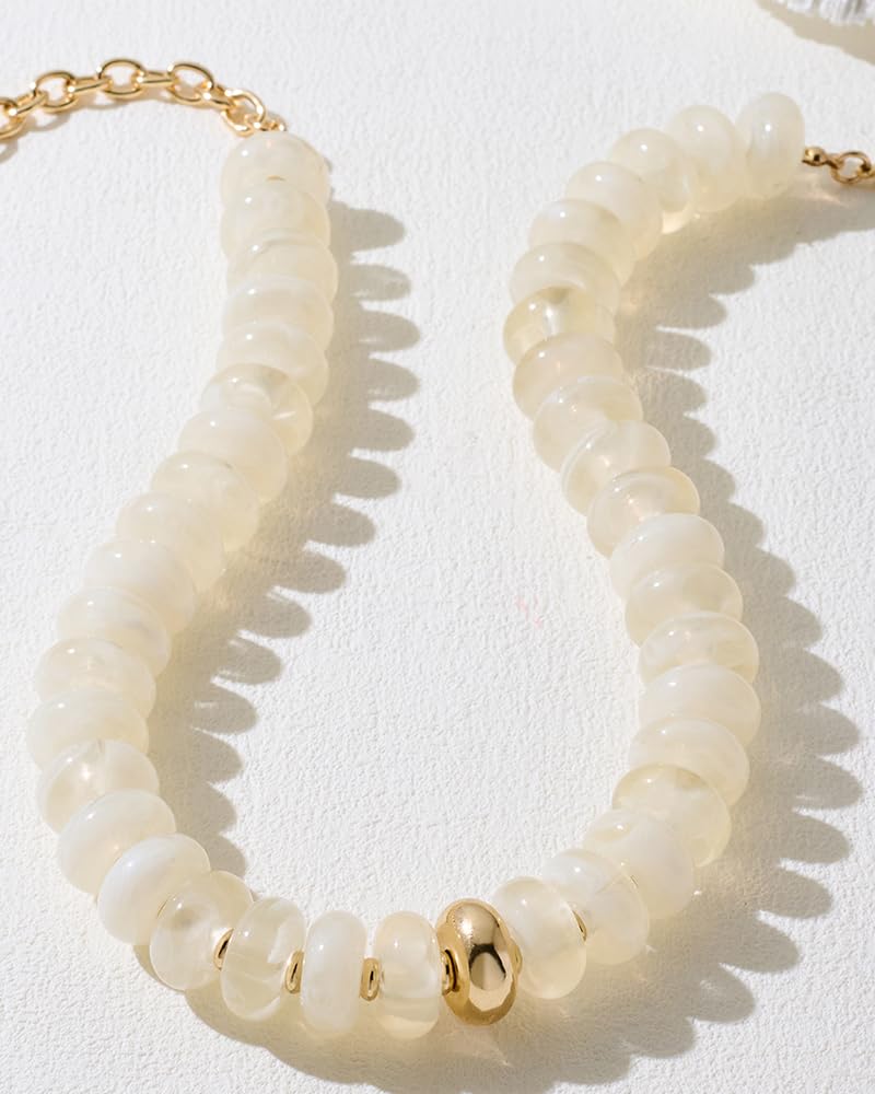 FAUTHENTICUTE Mothers Day Gifts Chunky Beaded Choker Necklace for Women Statement Necklace with Gold Accent Adjustable Beach Summer Jewelry Trendy Boho Necklaces in Multiple Colors y2k Jewelry — view 7