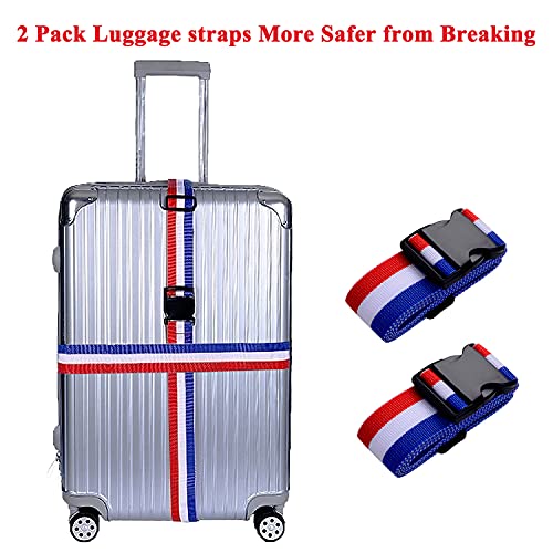 Image of 2 Pack Luggage Straps, Bright Colors Adjustable Suitcase Belts with Quick Release Buckle (FranceColor)