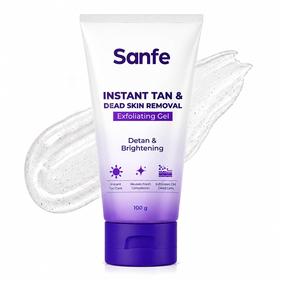 Sanfe Instant Tan & Dead Skin Removal Exfoliating Gel | Visibly Removes Tan | AHA Exfoliation in Minutes | Smooth & Bright Skin | 100g-picture-17