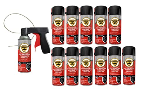 woolwax 12 Oz Undercoating (12) Cans Lanolin Aerosol Spray Black Rust Inhibitor and Prevention Anti Corrosion Lubricant Spray Can Extension Wand with Spray Trigger