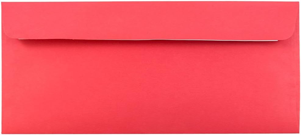 JAM PAPER #10 Business Colored Recycled Envelopes with Peel and Seal Closure - 4 1/8 x 9 1/2 - Red Recycled - 100/Pack
