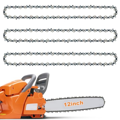 Confezione da 3 catene per motosega per barra da 30 cm, 45 maglie, 3/8' LP calibro 1,1 mm, catena di ricambio in acciaio al manganese 65 compatibile con Ryobi OCS1830, Bosch AKE 30 Li, Makita, Dewalt