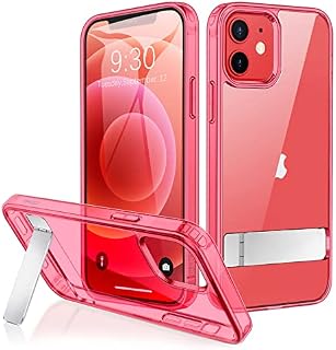 JETech Case Compatible with iPhone 12 mini 5.4-Inch with Stand, Support Wireless Charging, Slim Shockproof Bumper Phone Cover, 3-Way Metal Kickstand (Clear)