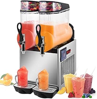 VEVOR 110V Slushy Machine 24L Double Bowl Frozen Drink 700W Stainless Steel Margarita Maker for Supermarkets Restaurants Commercial Use, Sliver