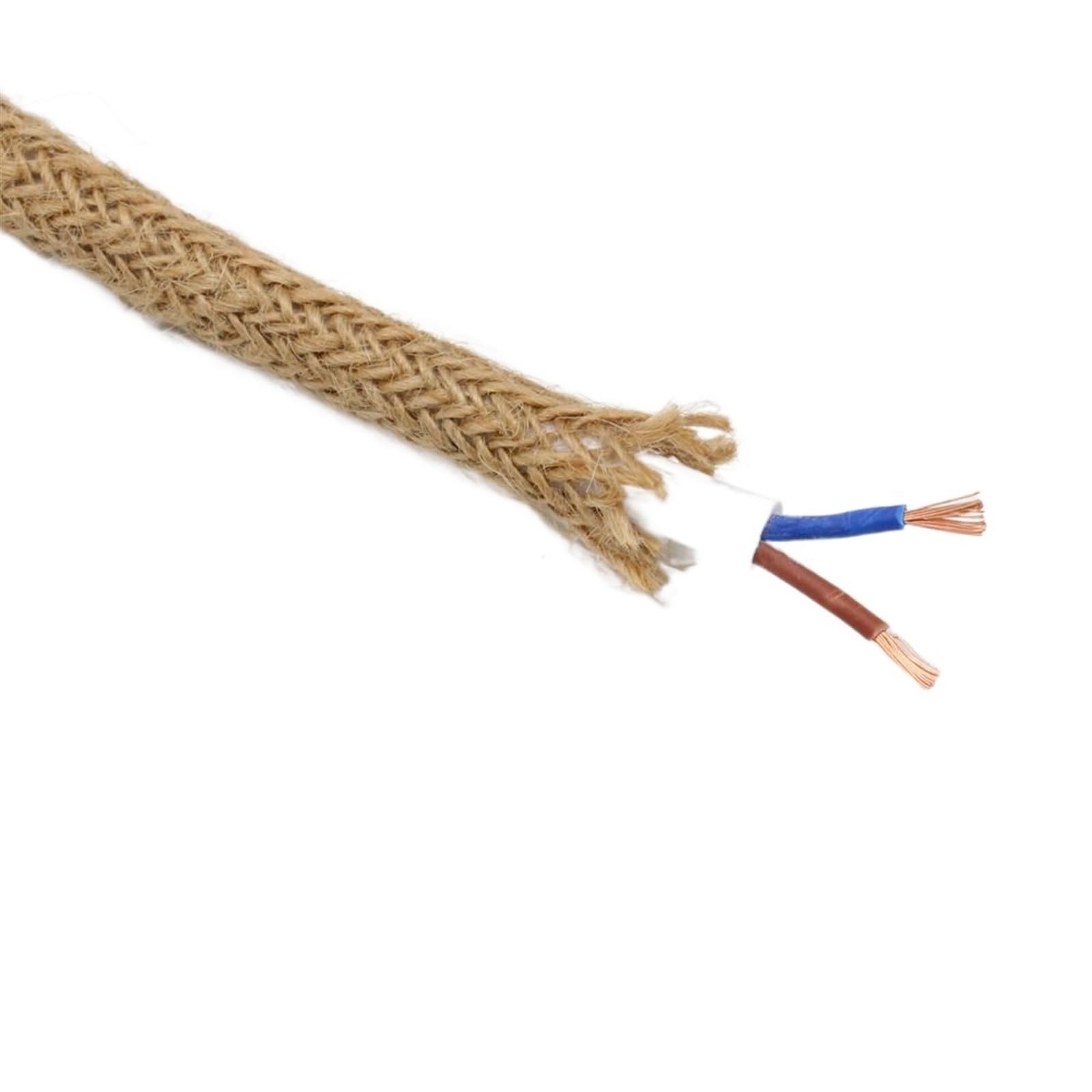 fil textile torsadé, Câble électrique en chanvre et cuivre 2 x 0,75 mm² 300 V beige(10meters)