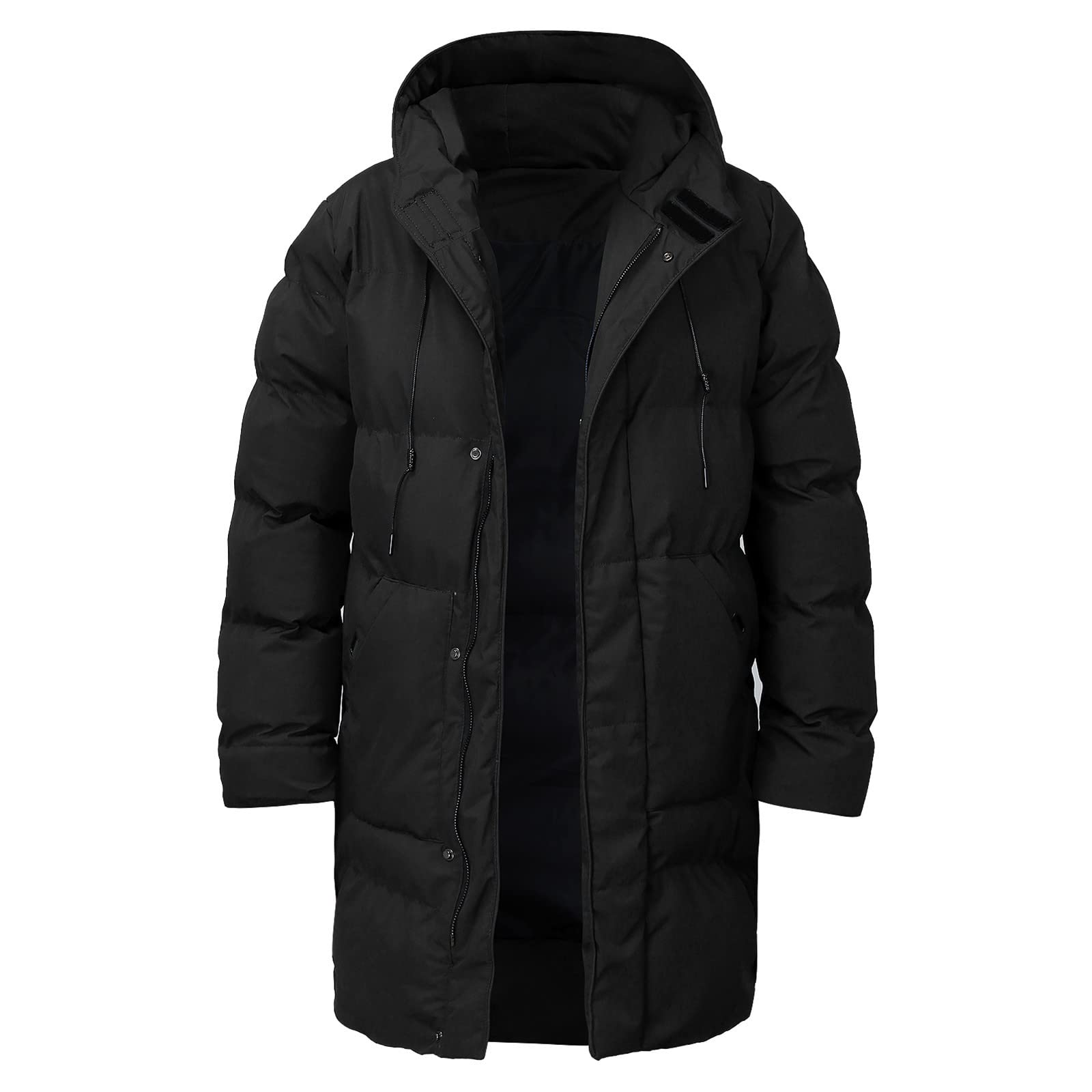 Chaqueta de Abrigo de Invierno para Hombre, Abrigo Informal de Manga Larga con Bolsillo y Cremallera sólida, con Capucha, Abrigos cálidos con Cremallera y Empalme Chalecos Abrigo