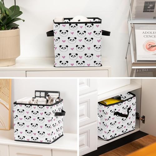 Boîte de rangement cube tissu pliable panda pour libérer de l'espace - 6