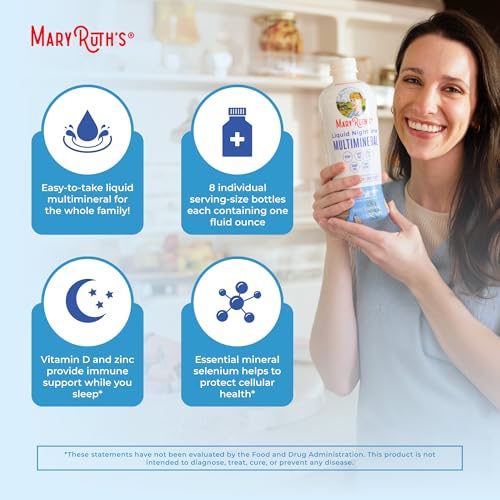 Image of MaryRuth's Liquid Nighttime Multimineral Travel Pack | NO Melatonin | Bedtime Routine | Magnesium Citrate | Calcium | Zinc | Vitamin D3 | Vegan | Sugar Free | Gluten Free | 1 Oz | 8 Servings