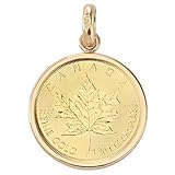 [ハッピーグッツショップ] 純金 カナダ メイプルリーフ エリザベス 1/10oz コイン ペンダントトップ K18 シンプル枠